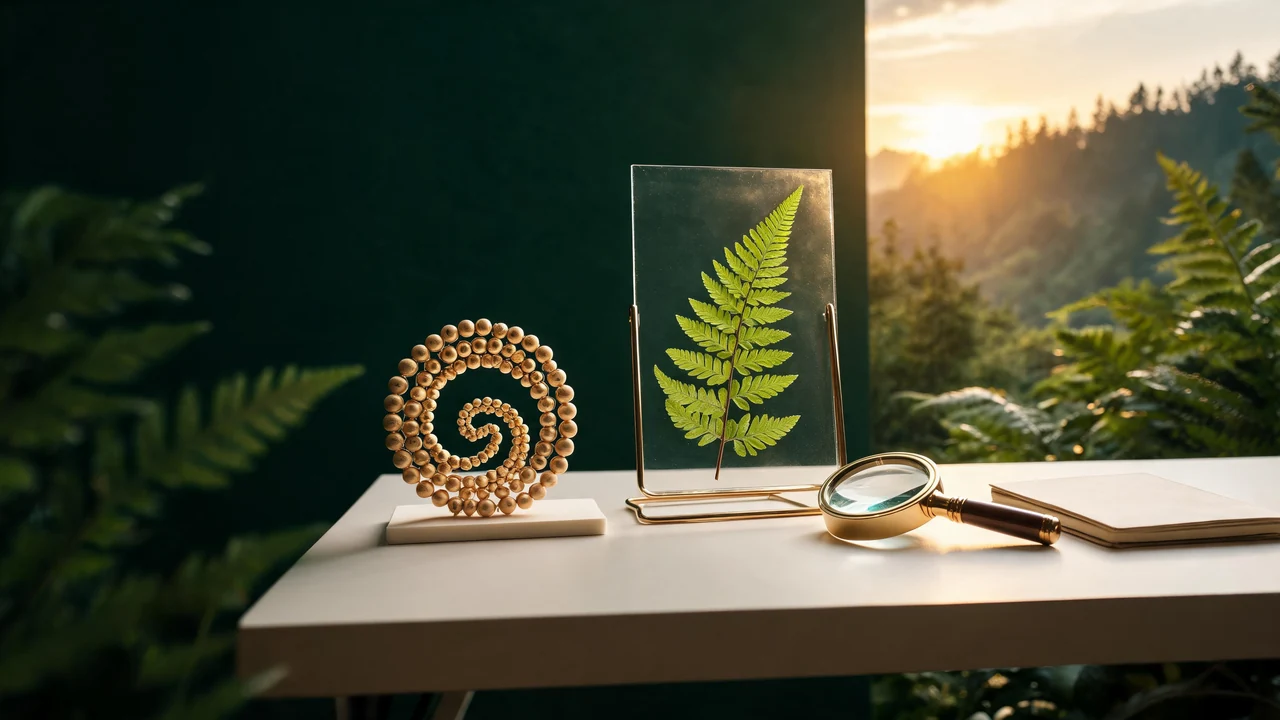 Concept artwork of a circular shared worktable and timber workshop beside a forest lake.